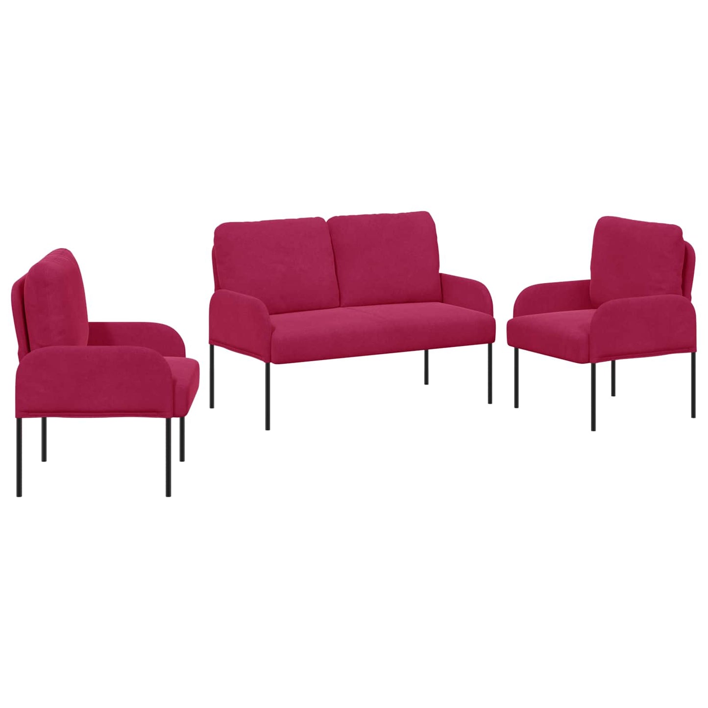 Sofagarnituren 3 pcs Weinrot 115 x 56 x 80 cm Sperrholz
