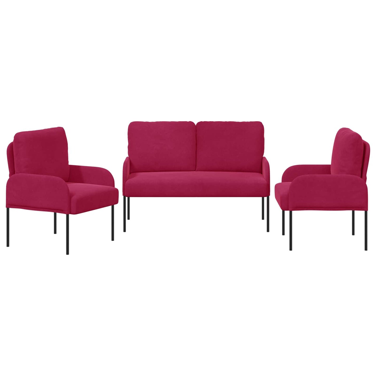 Sofagarnituren 3 pcs Weinrot 115 x 56 x 80 cm Sperrholz