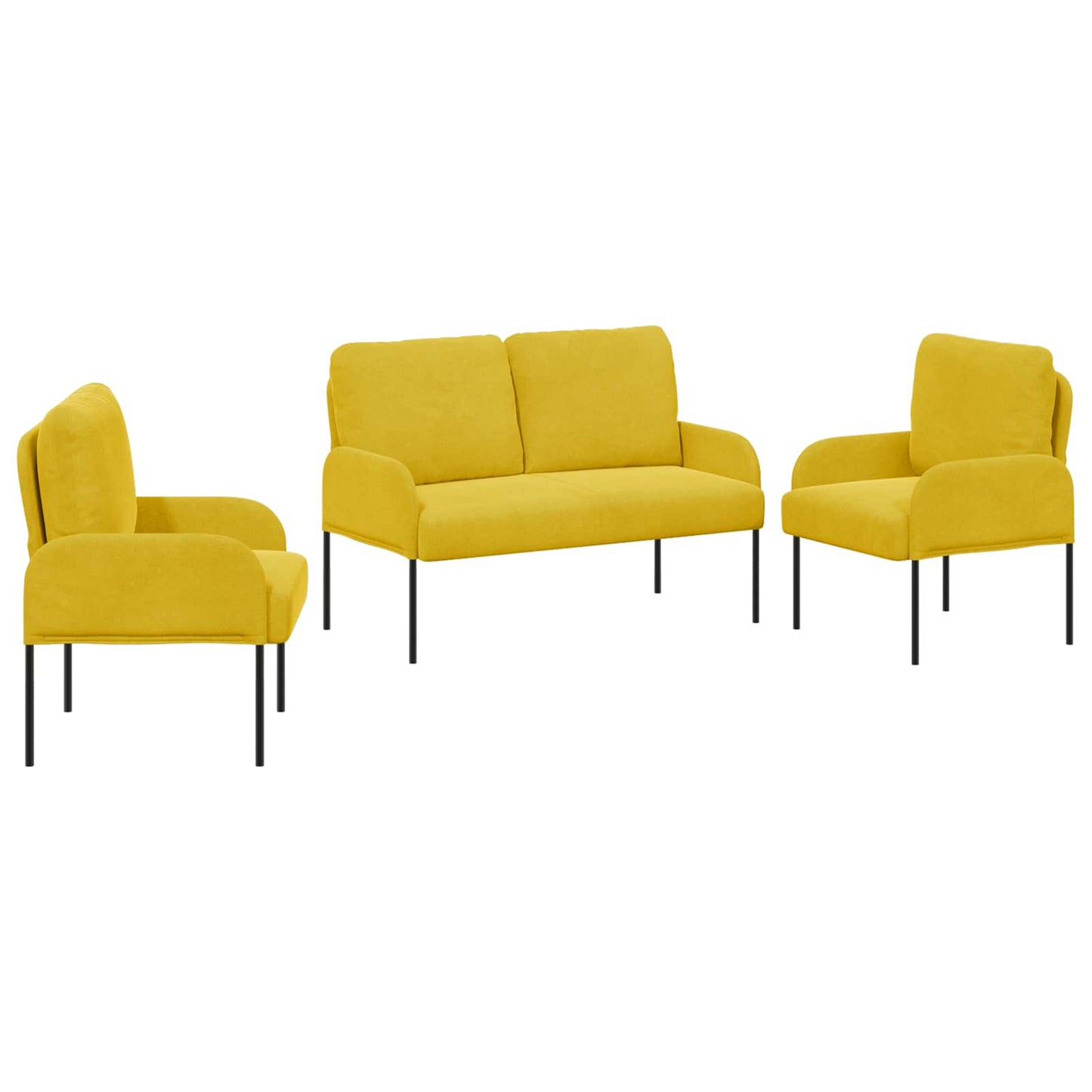 Sofagarnituren mit Kissen 3 pcs Gelb 115 x 56 x 80 cm Sperrholz