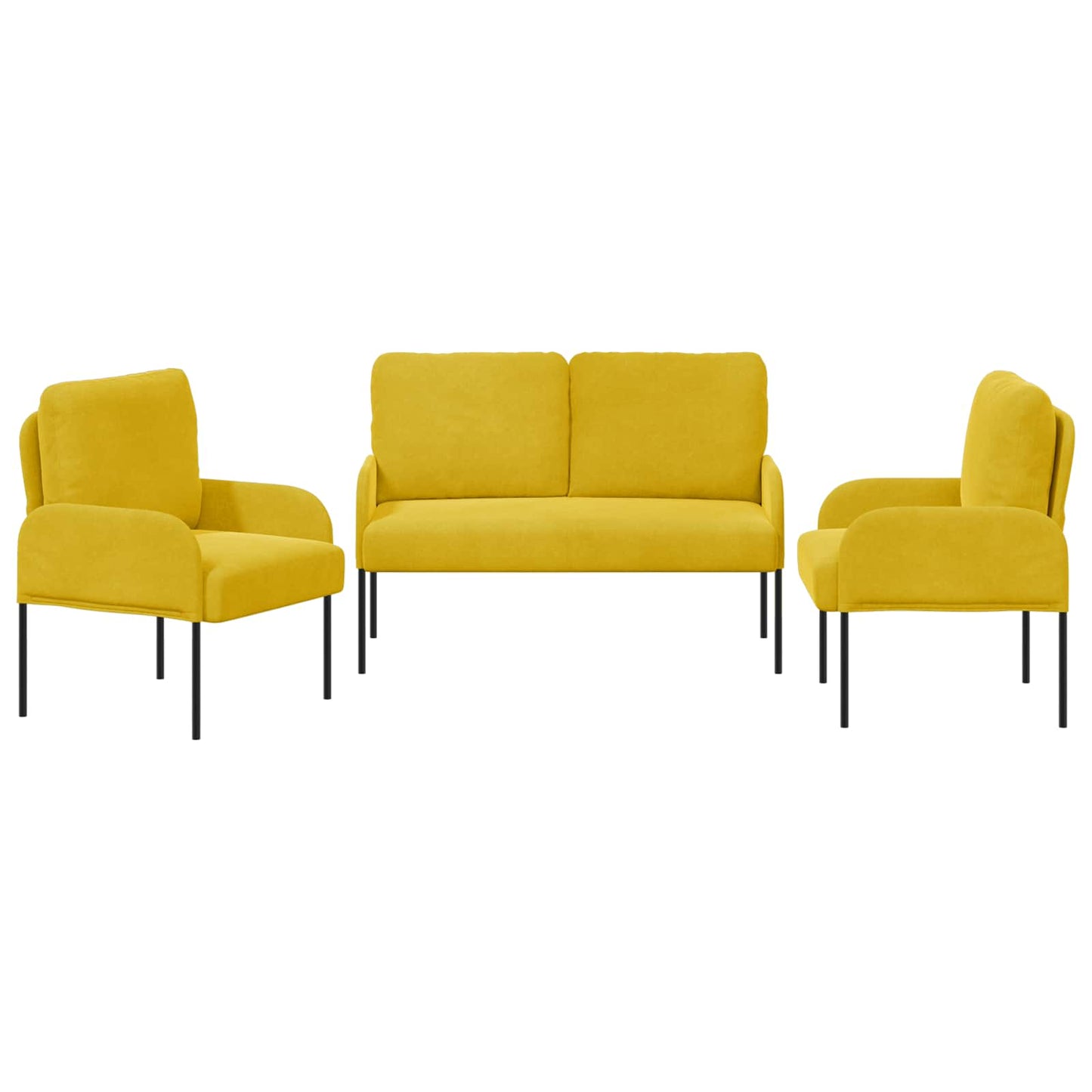 Sofagarnituren mit Kissen 3 pcs Gelb 115 x 56 x 80 cm Sperrholz
