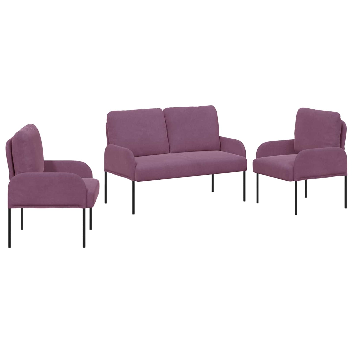 Sofagarnituren mit Kissen 3 pcs Lila 115 x 56 x 80 cm Sperrholz
