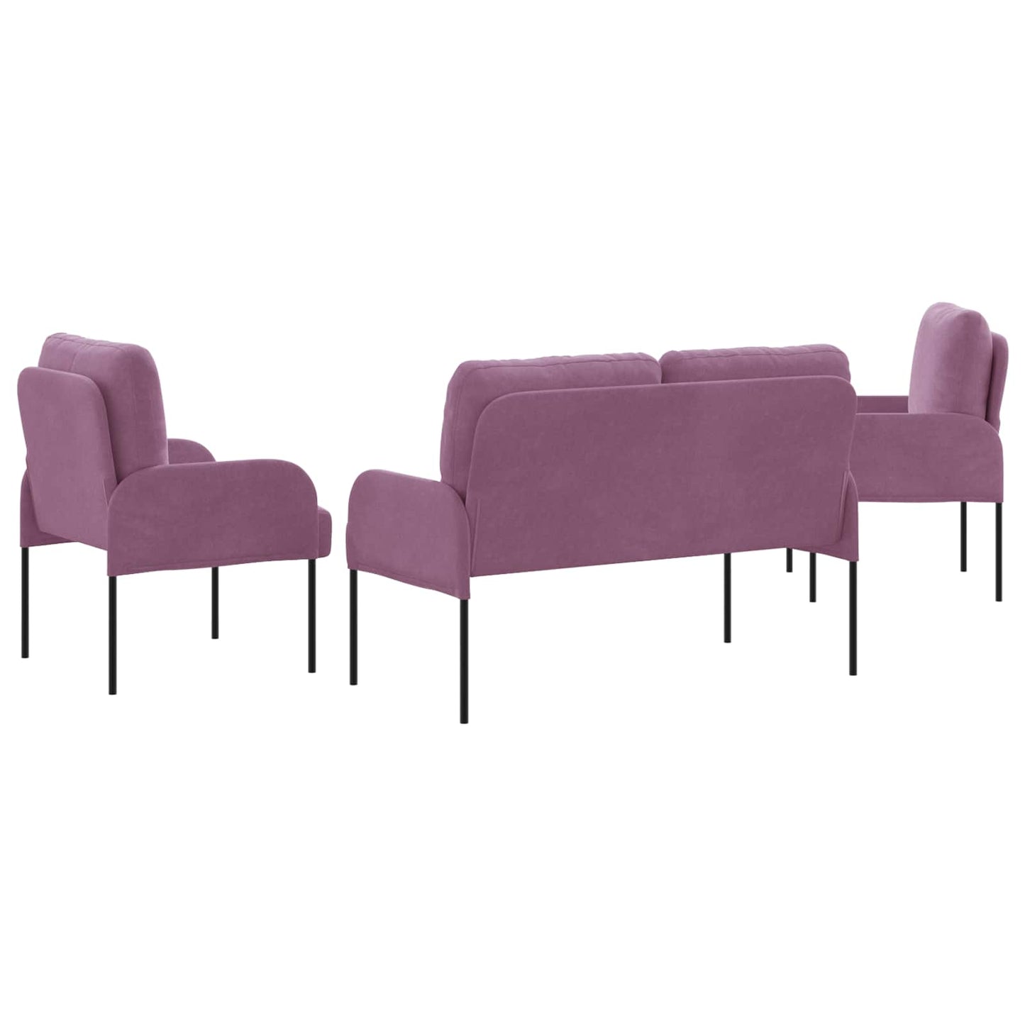 Sofagarnituren mit Kissen 3 pcs Lila 115 x 56 x 80 cm Sperrholz