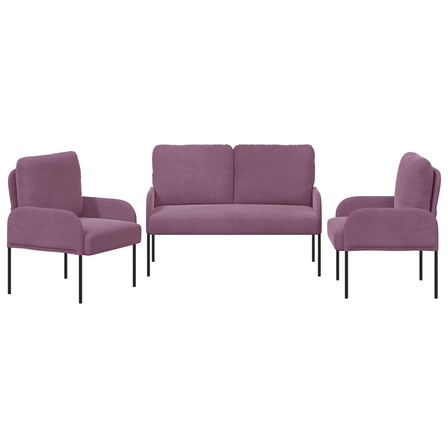 Sofagarnituren mit Kissen 3 pcs Lila 115 x 56 x 80 cm Sperrholz