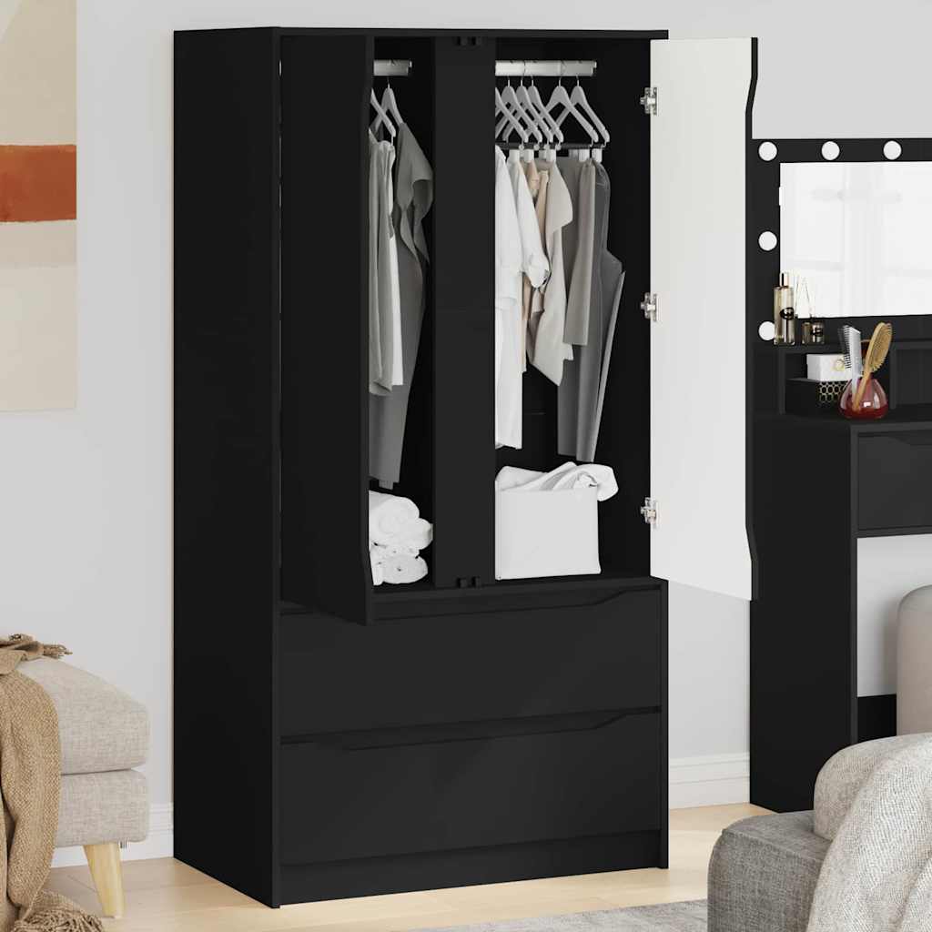 Kleiderschrank mit Tür Schwarz 79,5 x 49 x 156 cm Holzwerkstoff
