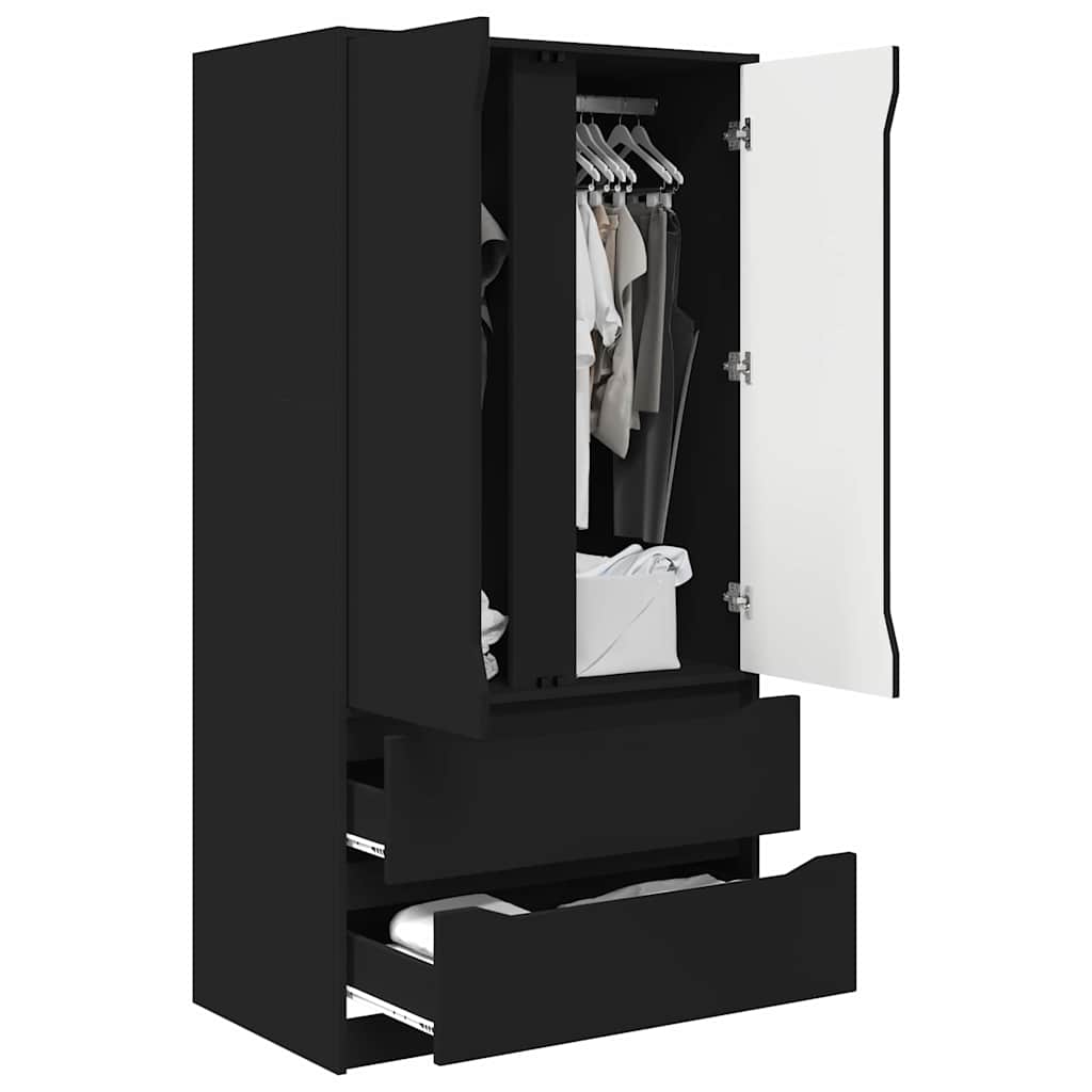 Kleiderschrank mit Tür Schwarz 79,5 x 49 x 156 cm Holzwerkstoff
