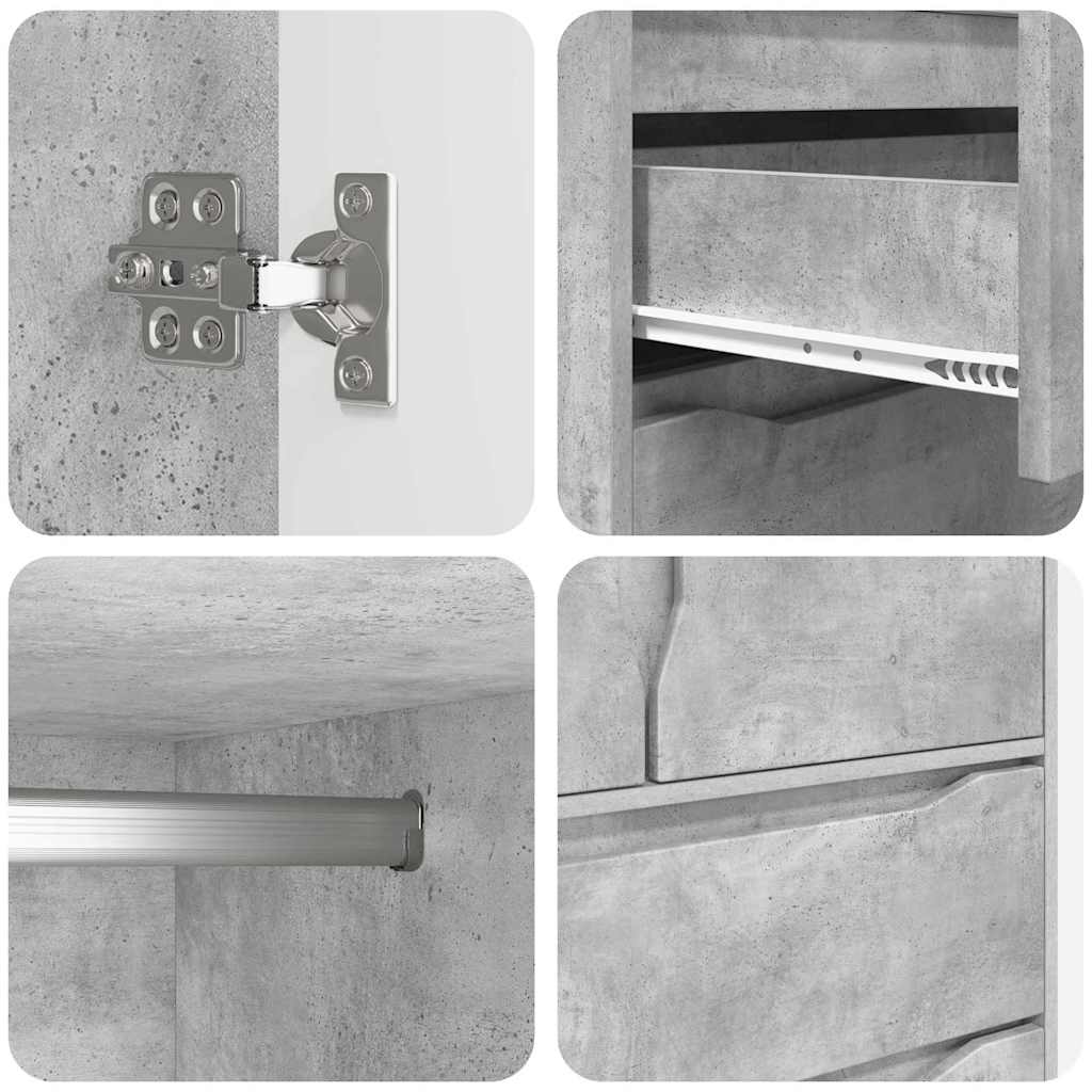 Kleiderschrank Betongrau 79,5 x 49 x 156 cm Holzwerkstoff