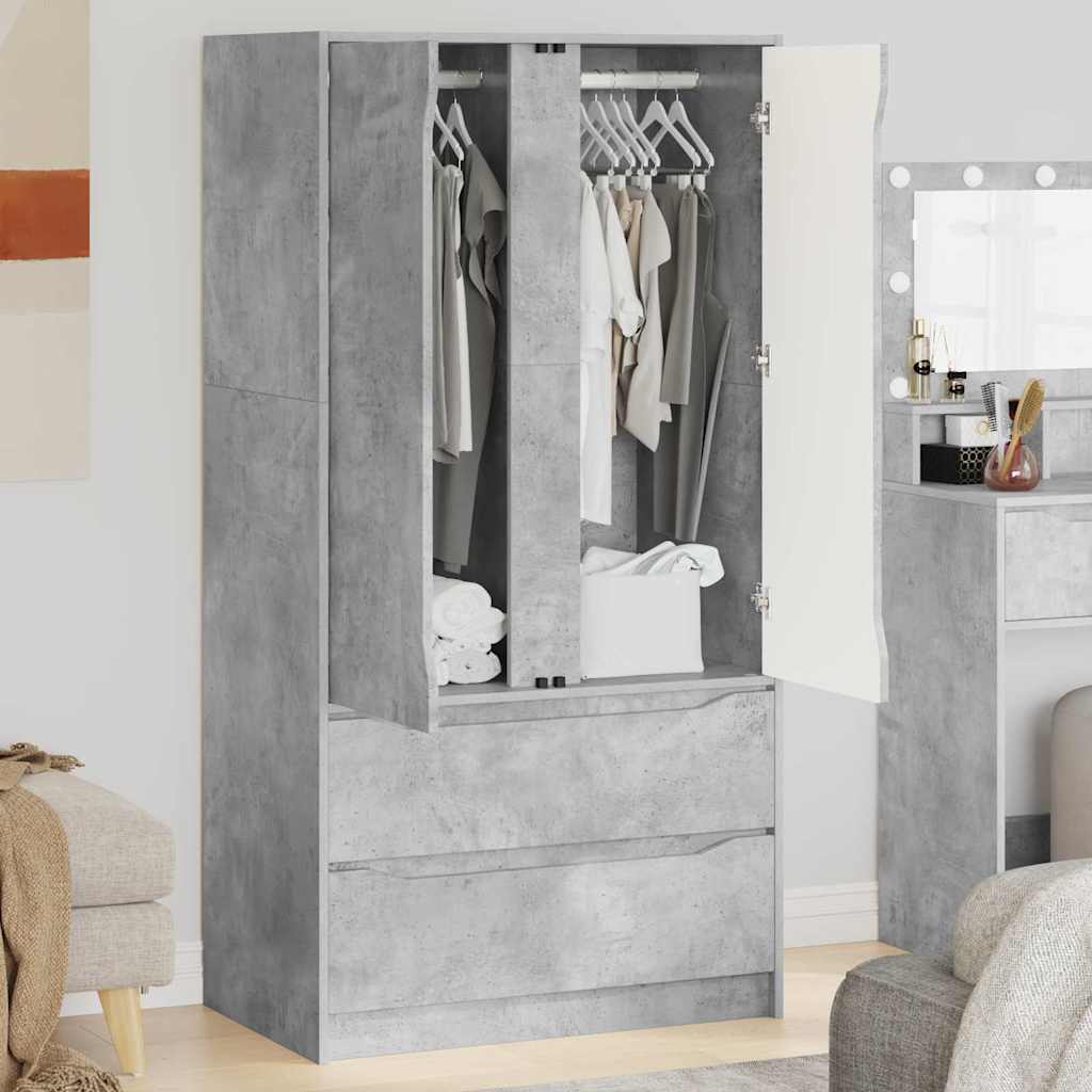 Kleiderschrank Betongrau 79,5 x 49 x 156 cm Holzwerkstoff