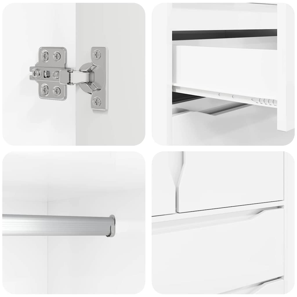 Kleiderschrank Hochglanz Weiß 79,5 x 49 x 156 cm Holzwerkstoff