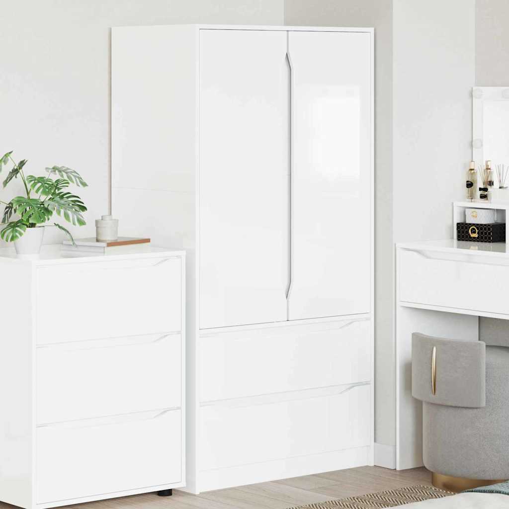 Kleiderschrank Hochglanz Weiß 79,5 x 49 x 156 cm Holzwerkstoff