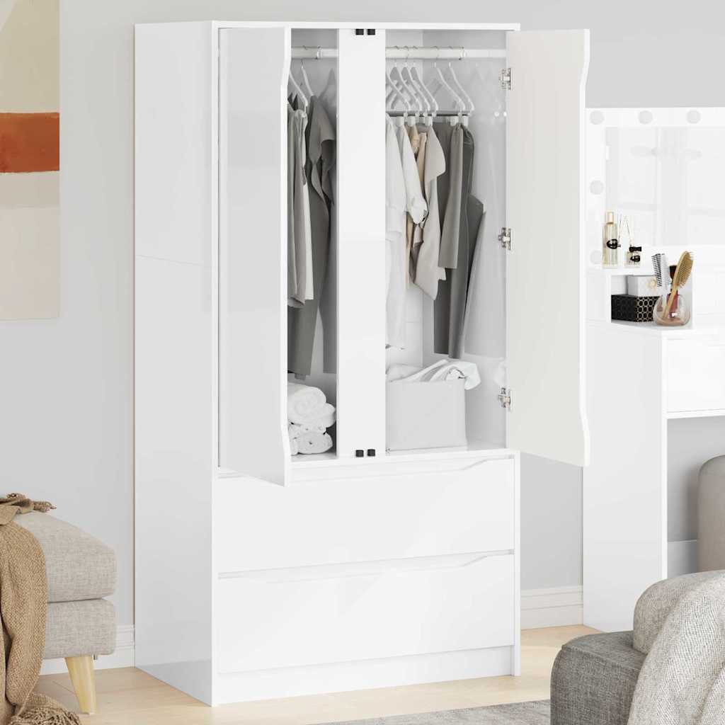 Kleiderschrank Hochglanz Weiß 79,5 x 49 x 156 cm Holzwerkstoff