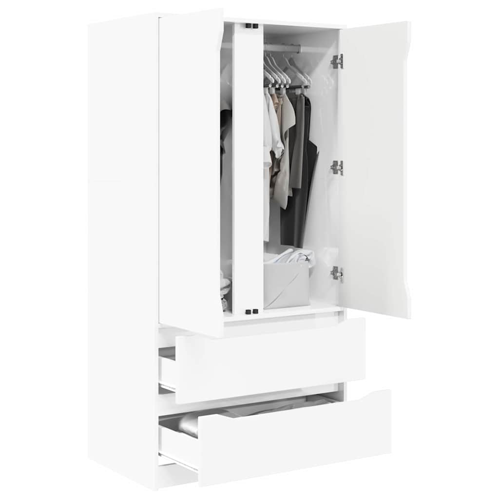 Kleiderschrank Hochglanz Weiß 79,5 x 49 x 156 cm Holzwerkstoff