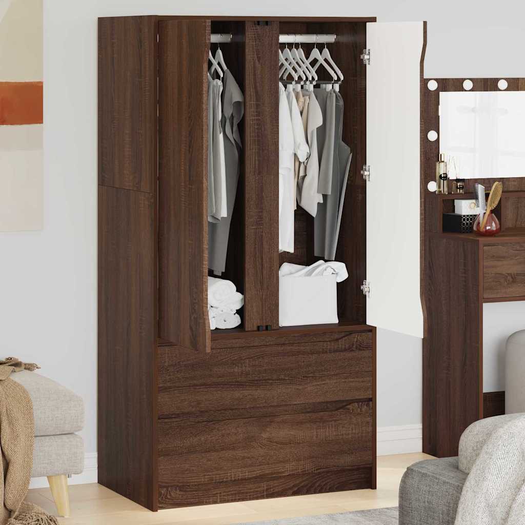Kleiderschrank mit Tür Braun Eichen-Optik 79,5 x 49 x 156 cm