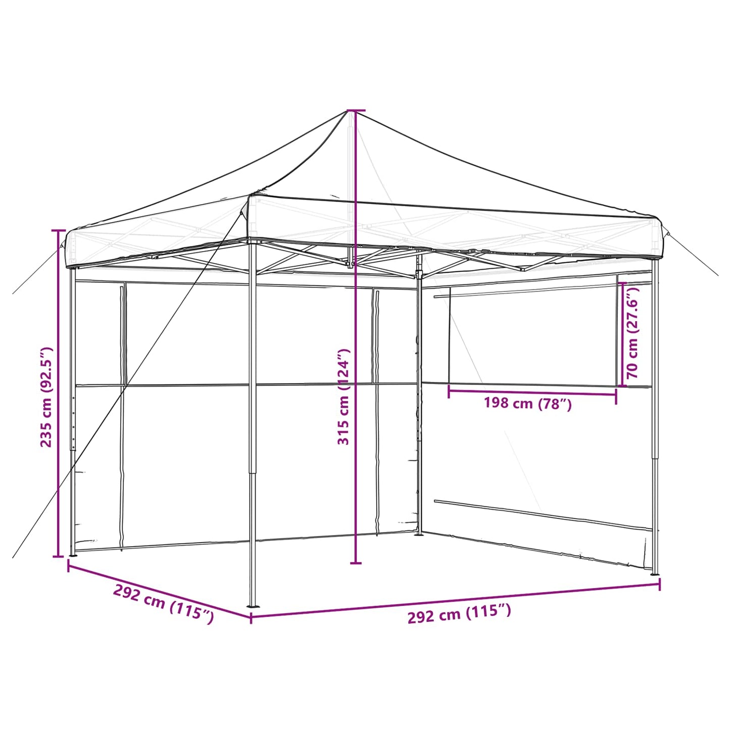 Party-Zelt Bordeauxrot 292 x 292 x 315 cm Oxford-Stoff