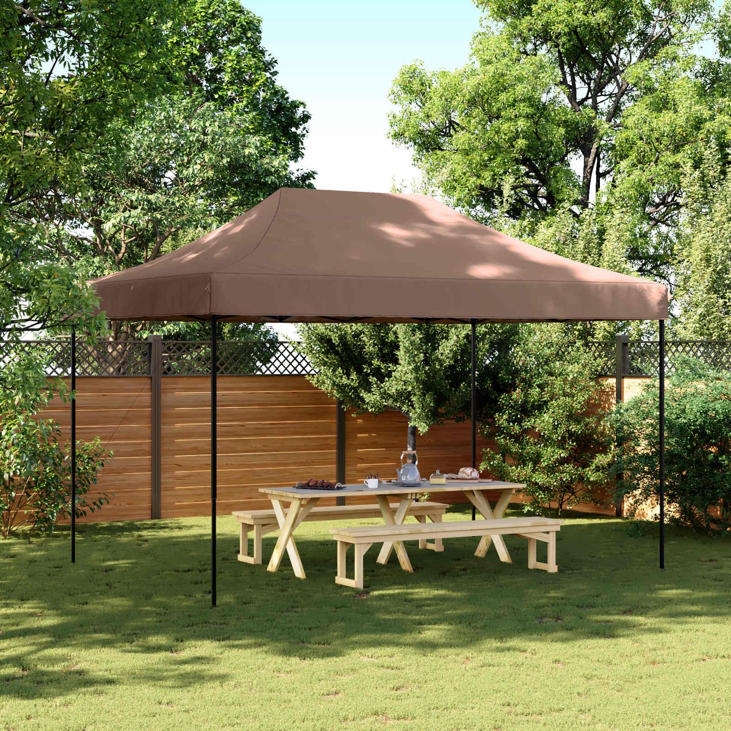 Party-Zelt Braun 279 x 410 x 315 cm Oxford-Stoff