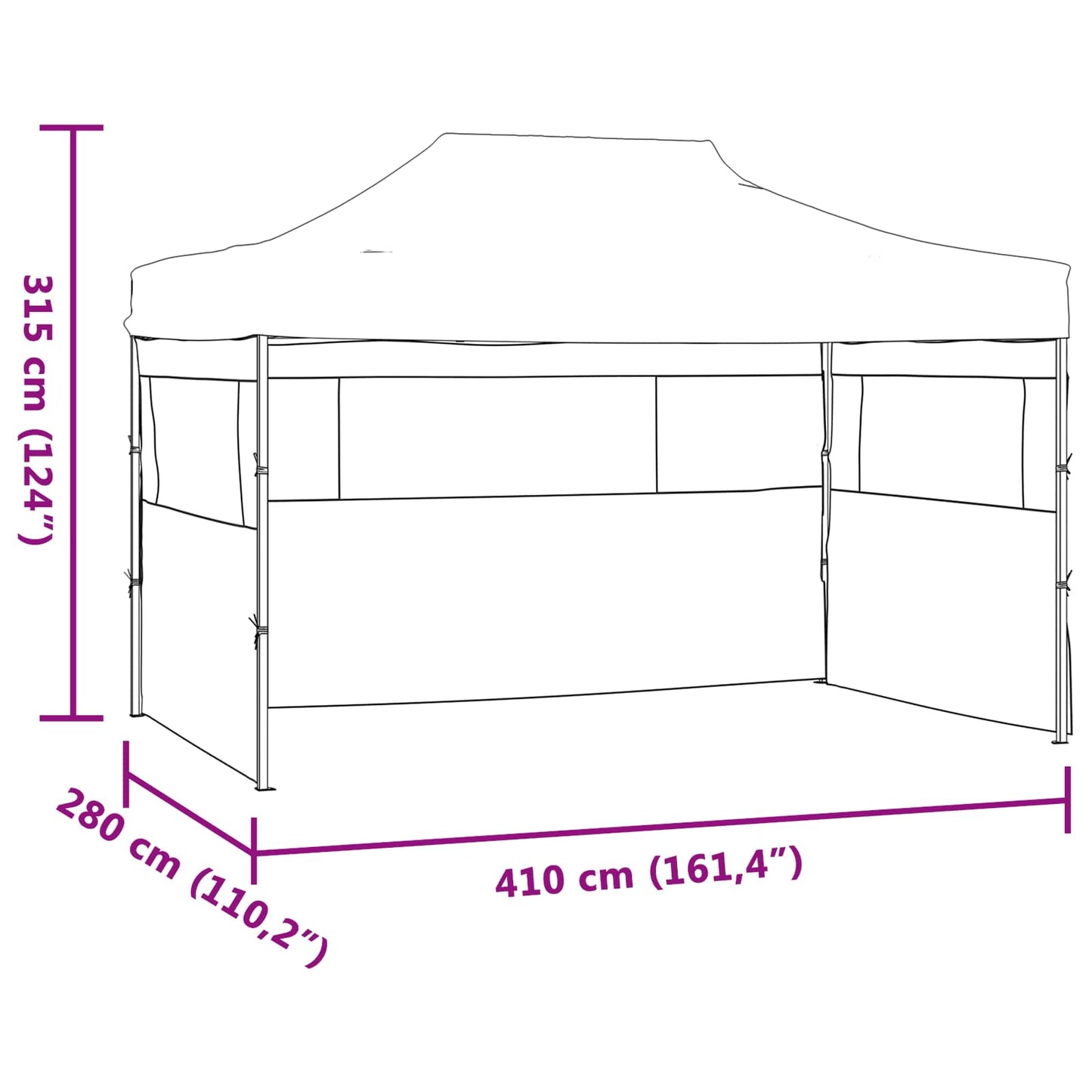 Party-Zelt Anthrazit 280 x 410 x 315 cm Oxford-Stoff