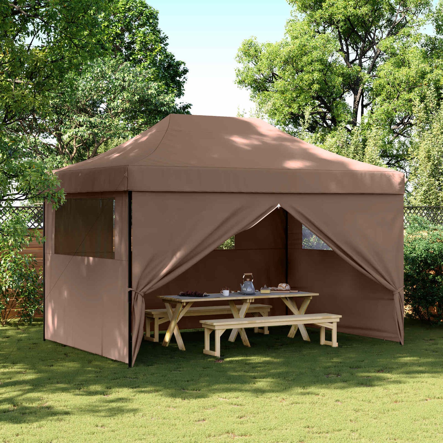 Party-Zelt Braun 279 x 410 x 315 cm Oxford-Stoff