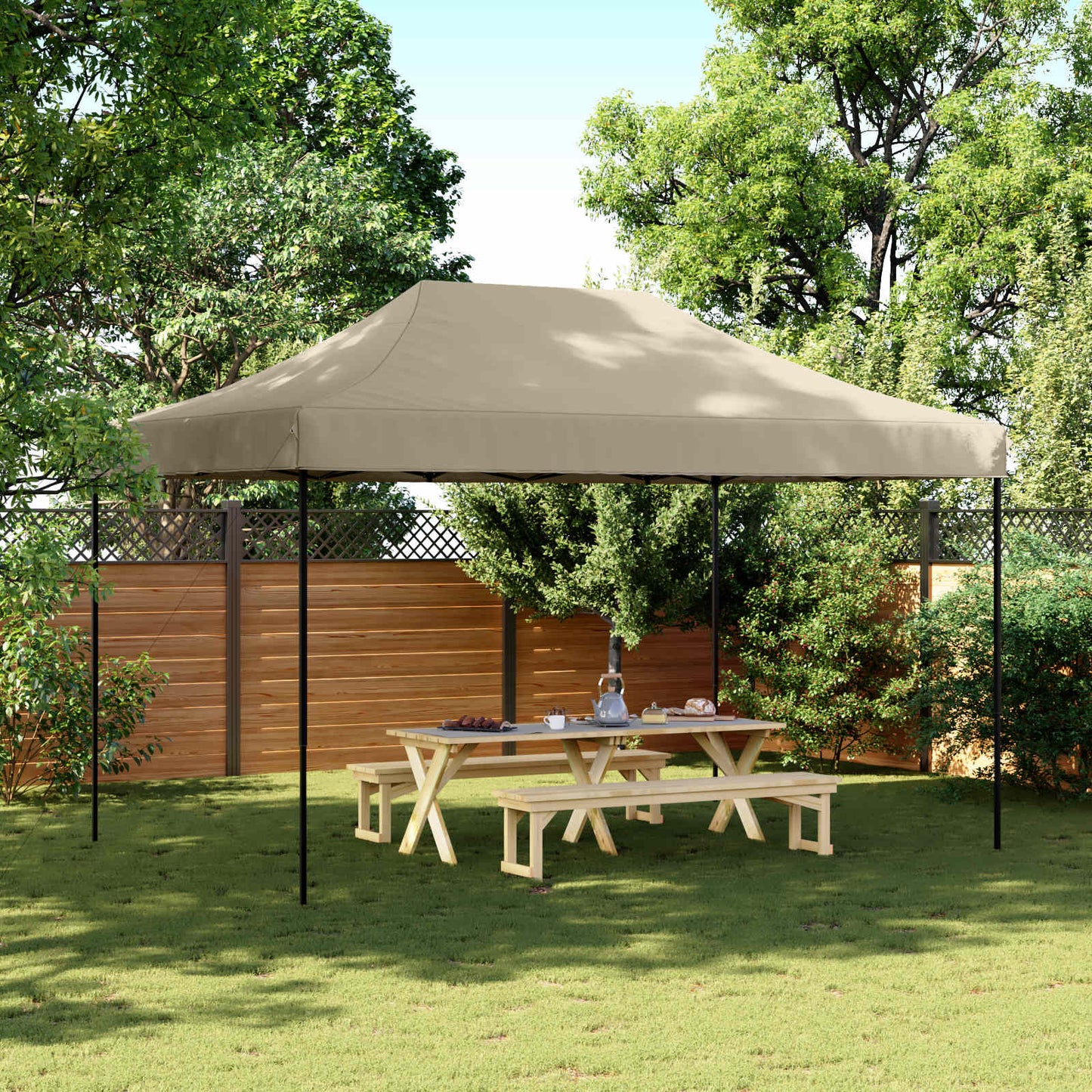Party-Zelt Taupe 292 x 440 x 315 cm Oxford-Stoff