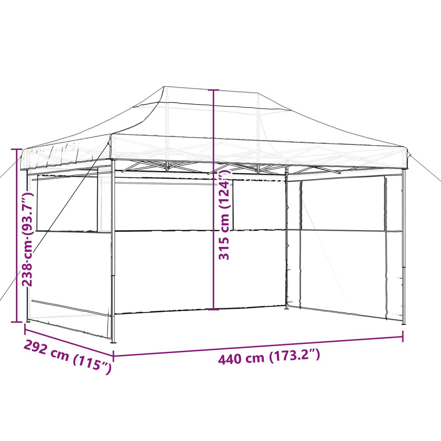 Party-Zelt Grün 292 x 440 x 315 cm Oxford-Stoff