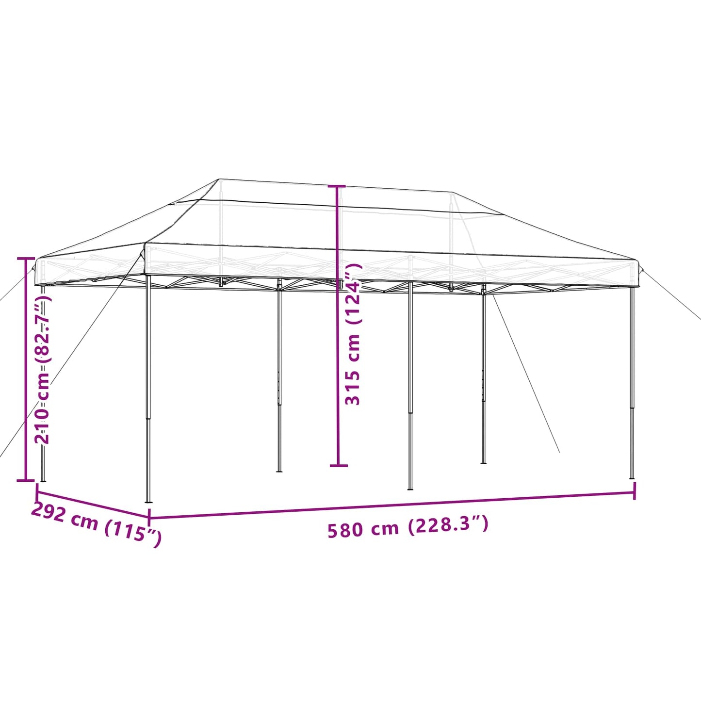 Party-Zelt Braun 292 x 580 x 315 cm Oxford-Stoff