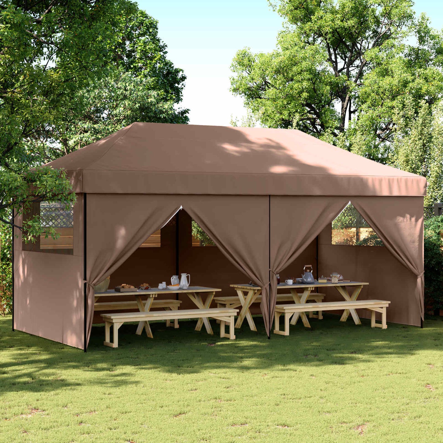 Party-Zelt Braun 292 x 580 x 315 cm Oxford-Stoff