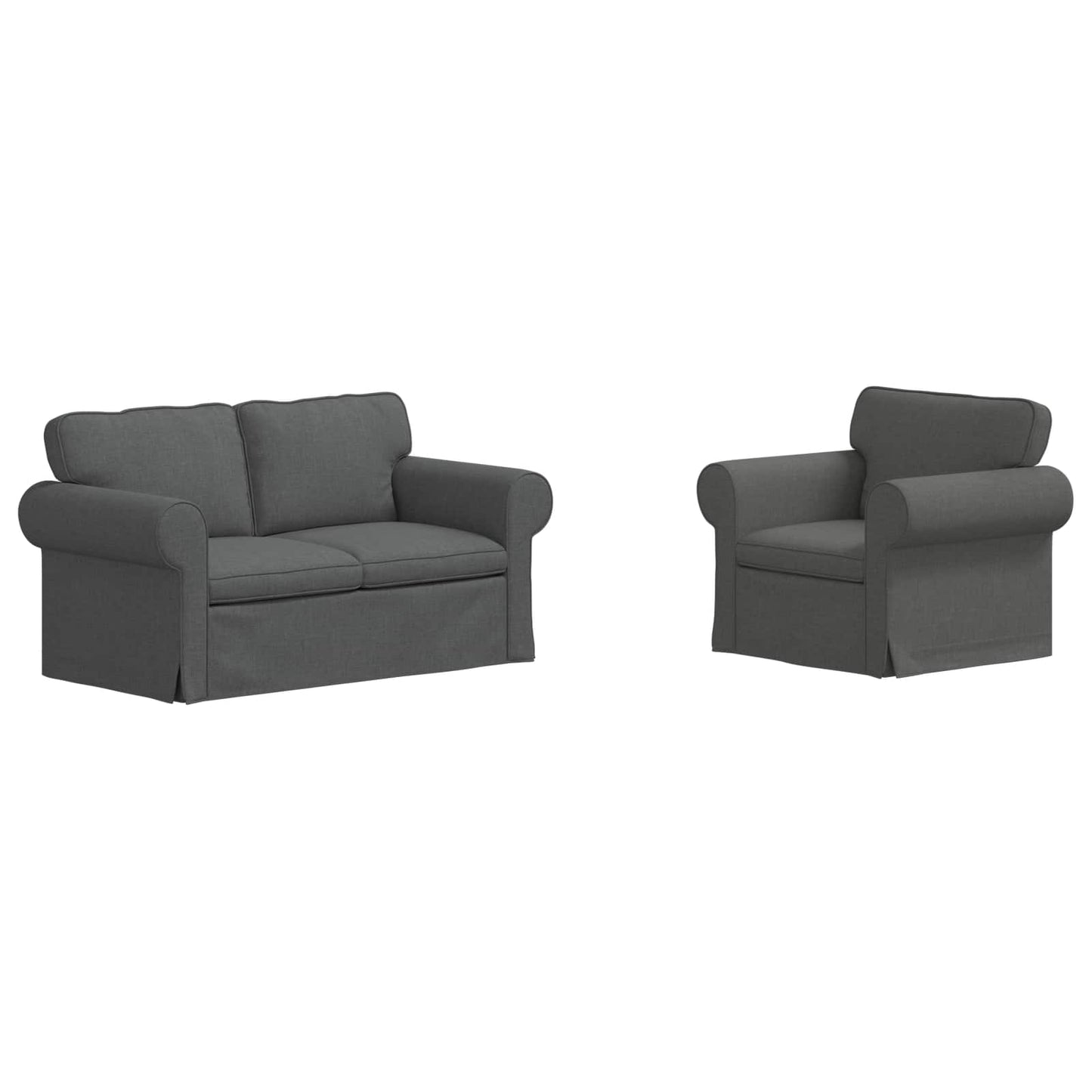 Sofa Set 2 pcs Dunkelgrau 155 x 82 x 80 cm Stoff