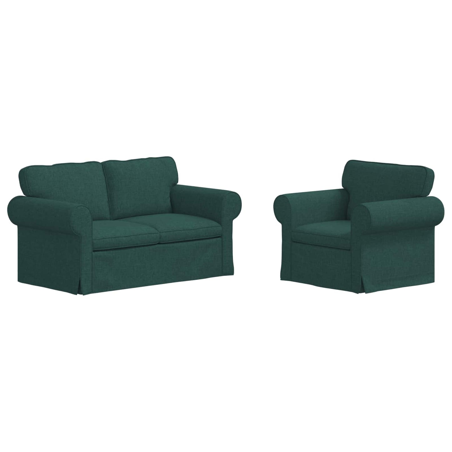 Sofa Set 2 pcs Dunkelgrün 155 x 82 x 80 cm Stoff