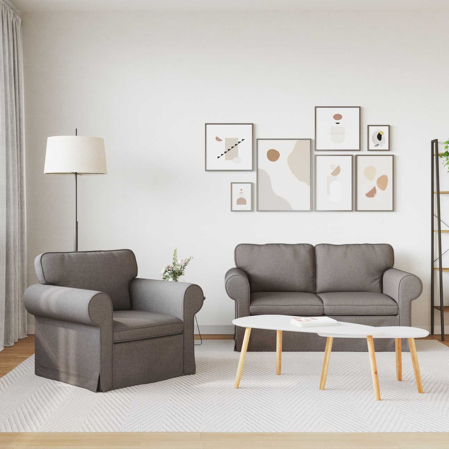 Sofa Set 2 pcs Taupe 155 x 82 x 80 cm Stoff