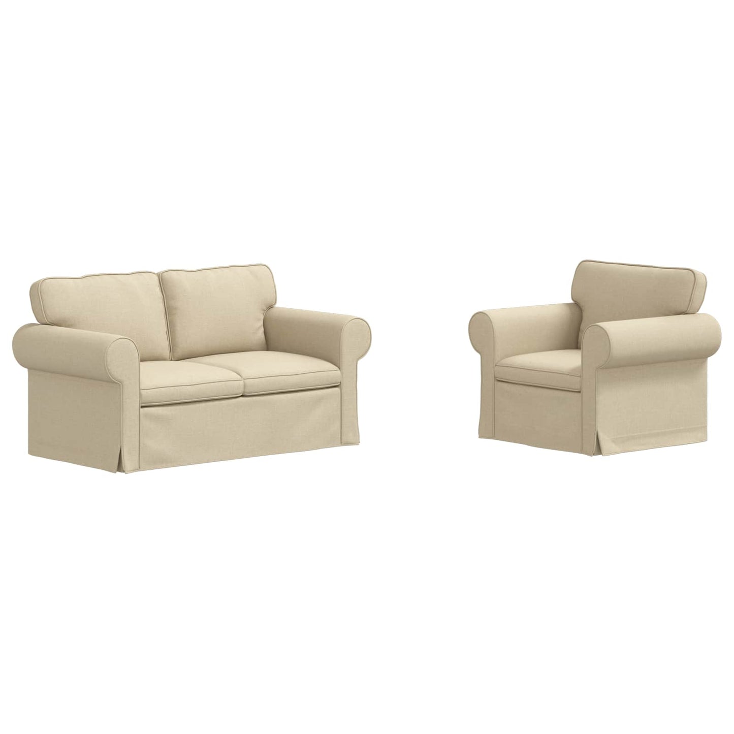 Sofa Set 2 pcs Creme 155 x 82 x 80 cm Stoff