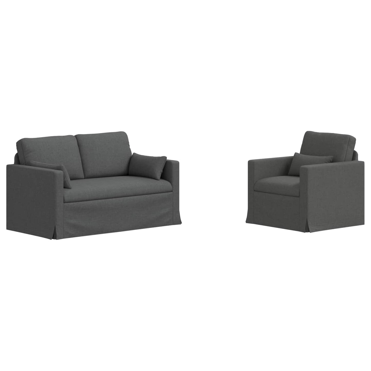 Sofa Set 2 pcs Dunkelgrau 139 x 78 x 80 cm Stoff