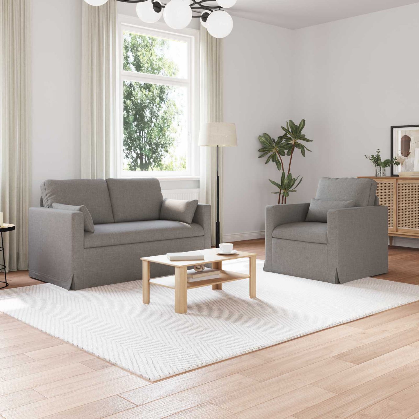 Sofa Set 2 pcs Taupe 139 x 78 x 80 cm Stoff