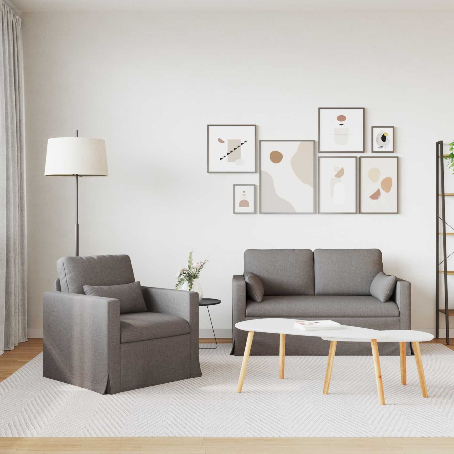 Sofa Set 2 pcs Taupe 139 x 78 x 80 cm Stoff