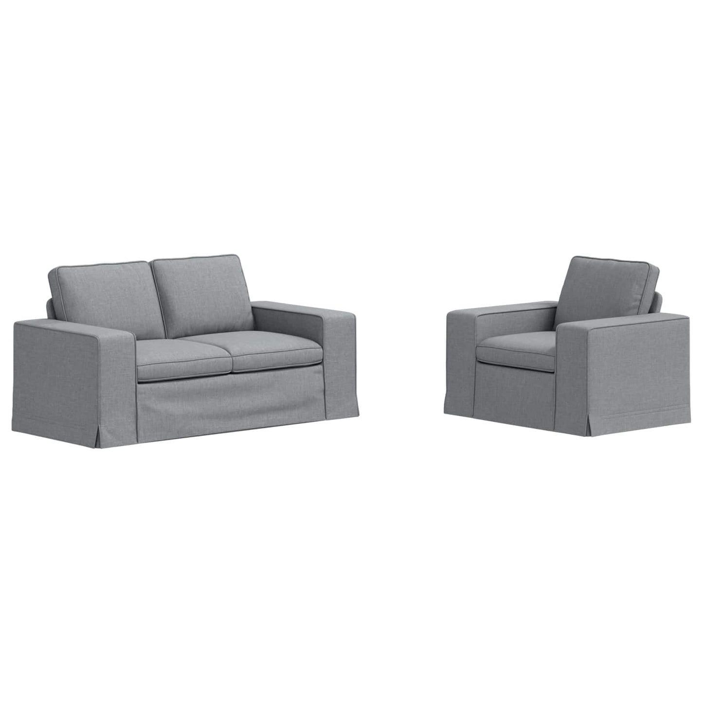 Sofa Set 2 pcs Hellgrau 162 x 80 x 82 cm Stoff