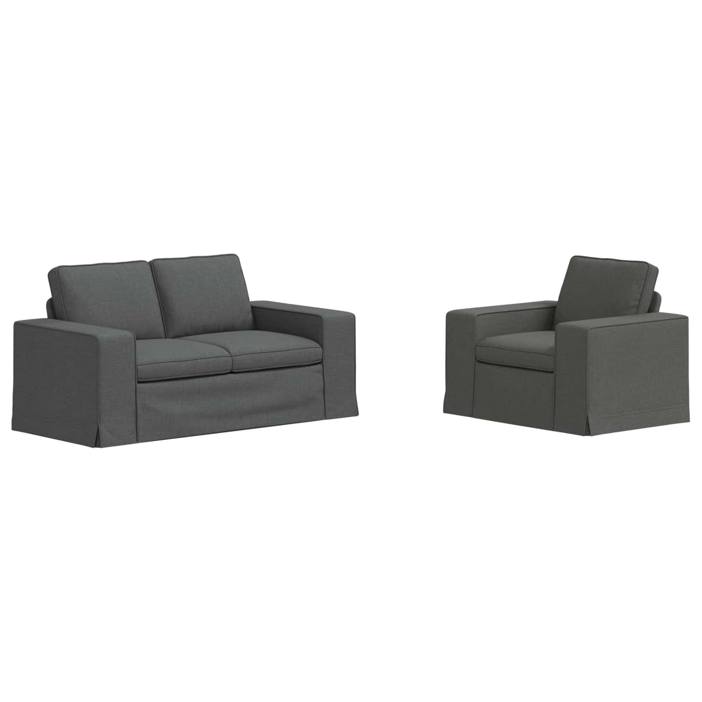 Sofa Set 2 pcs Dunkelgrau 162 x 80 x 82 cm Stoff