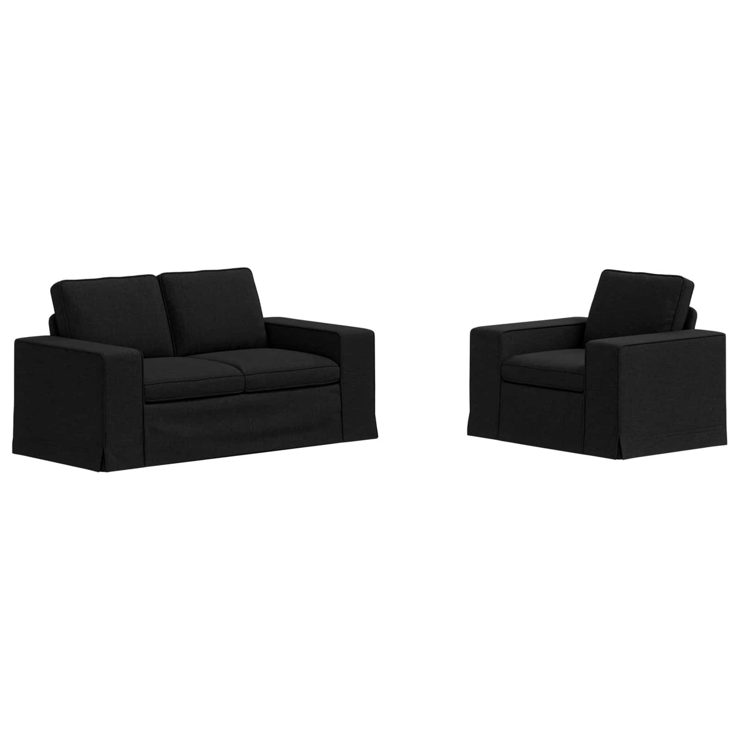 Sofa Set 2 pcs Schwarz 162 x 80 x 82 cm Stoff