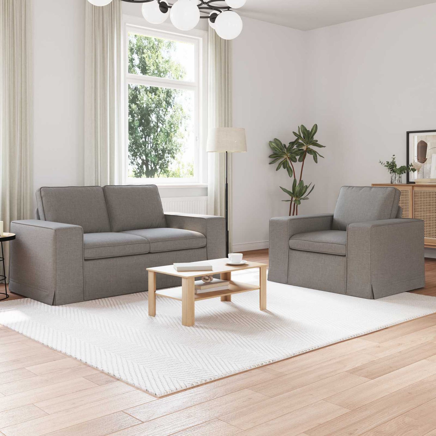 Sofa Set 2 pcs Taupe 162 x 80 x 82 cm Stoff