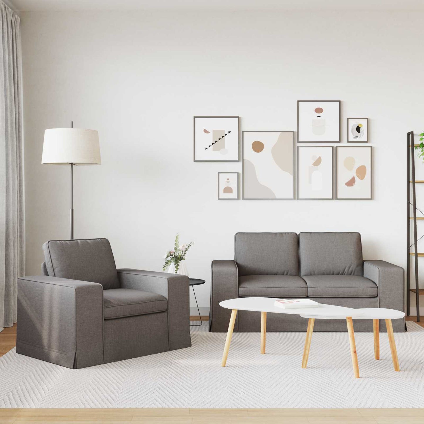 Sofa Set 2 pcs Taupe 162 x 80 x 82 cm Stoff