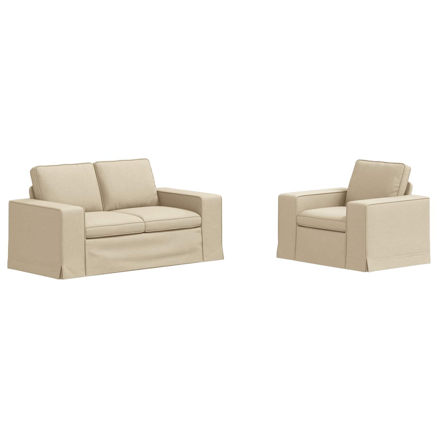 Sofa Set 2 pcs Creme 162 x 80 x 82 cm Stoff