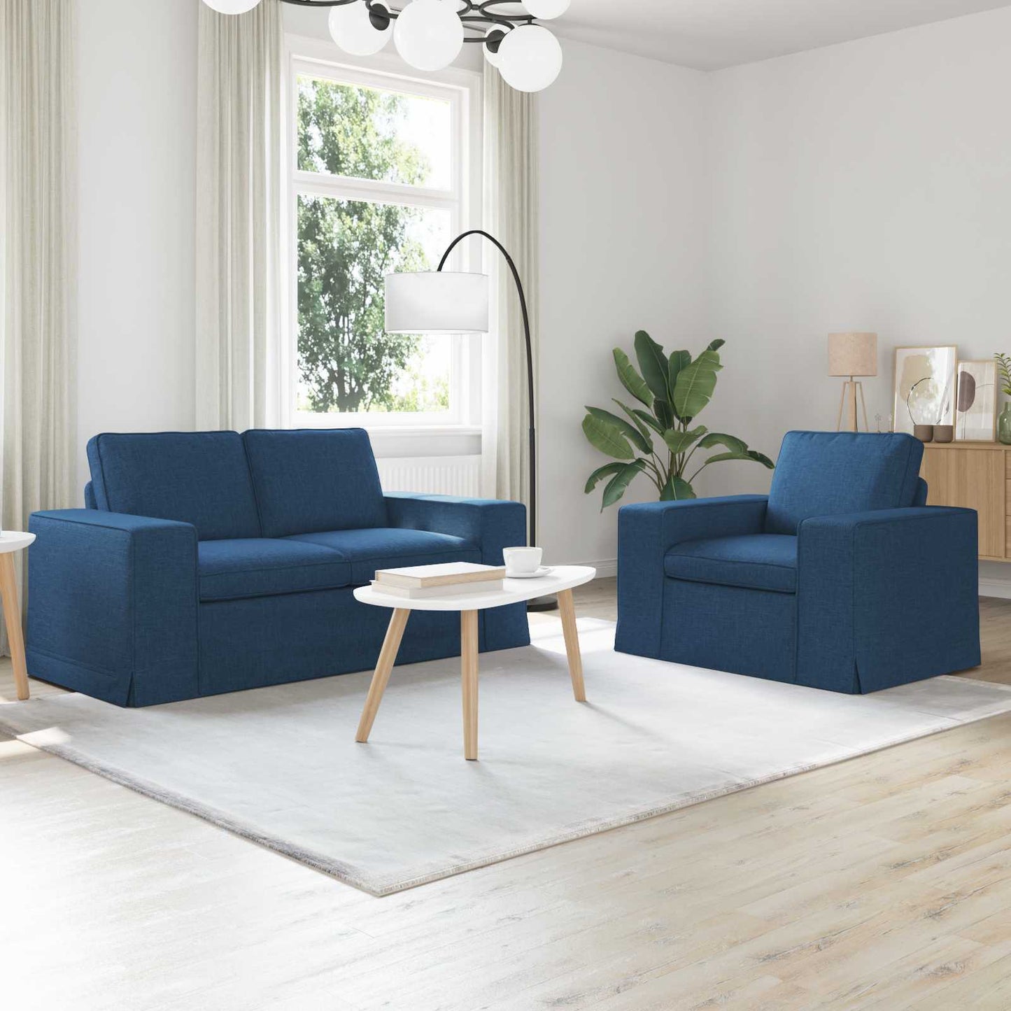 Sofa Set 2 pcs Blau 162 x 80 x 82 cm Stoff