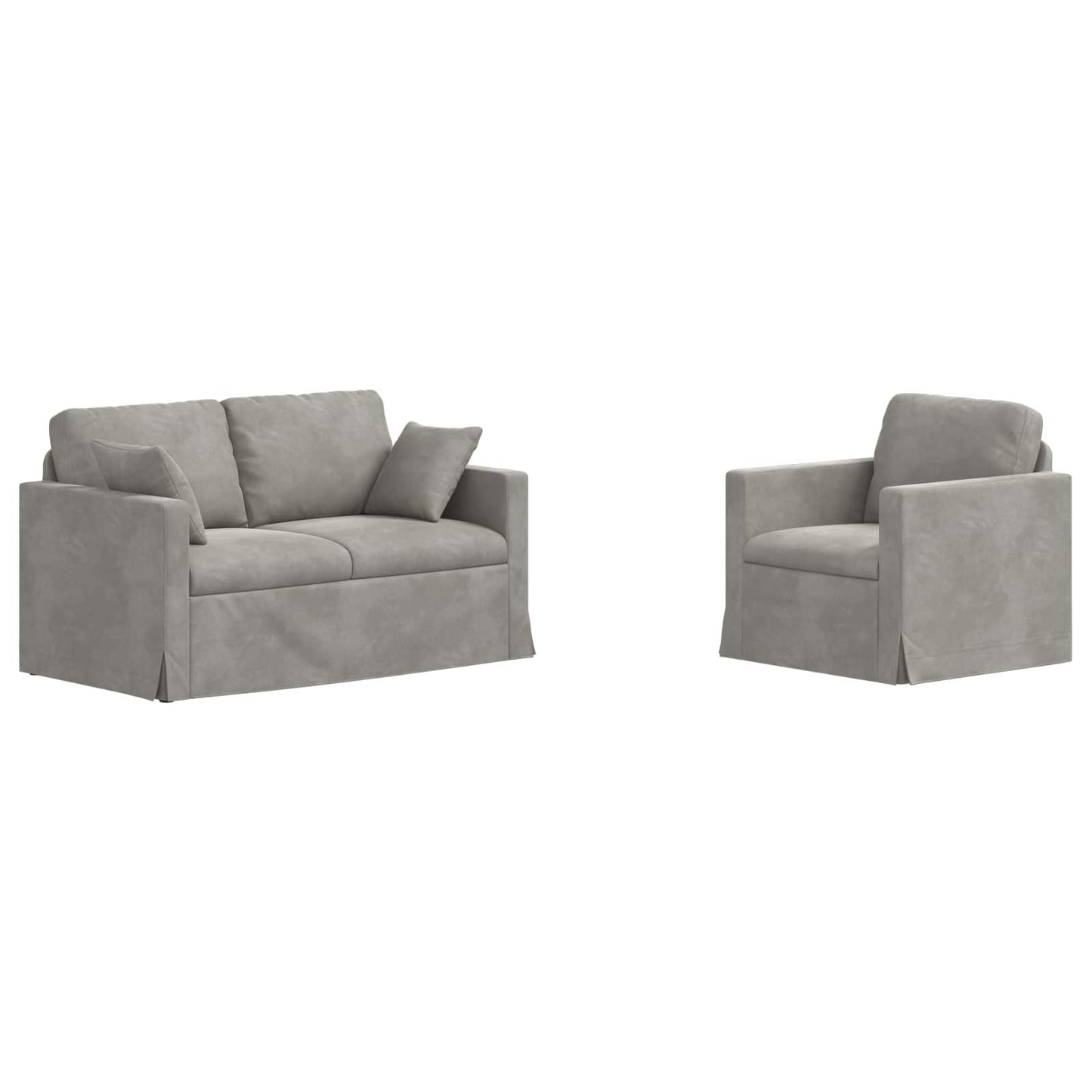 Sofa Set 2 pcs Hellgrau 138 x 78 x 80 cm Samt
