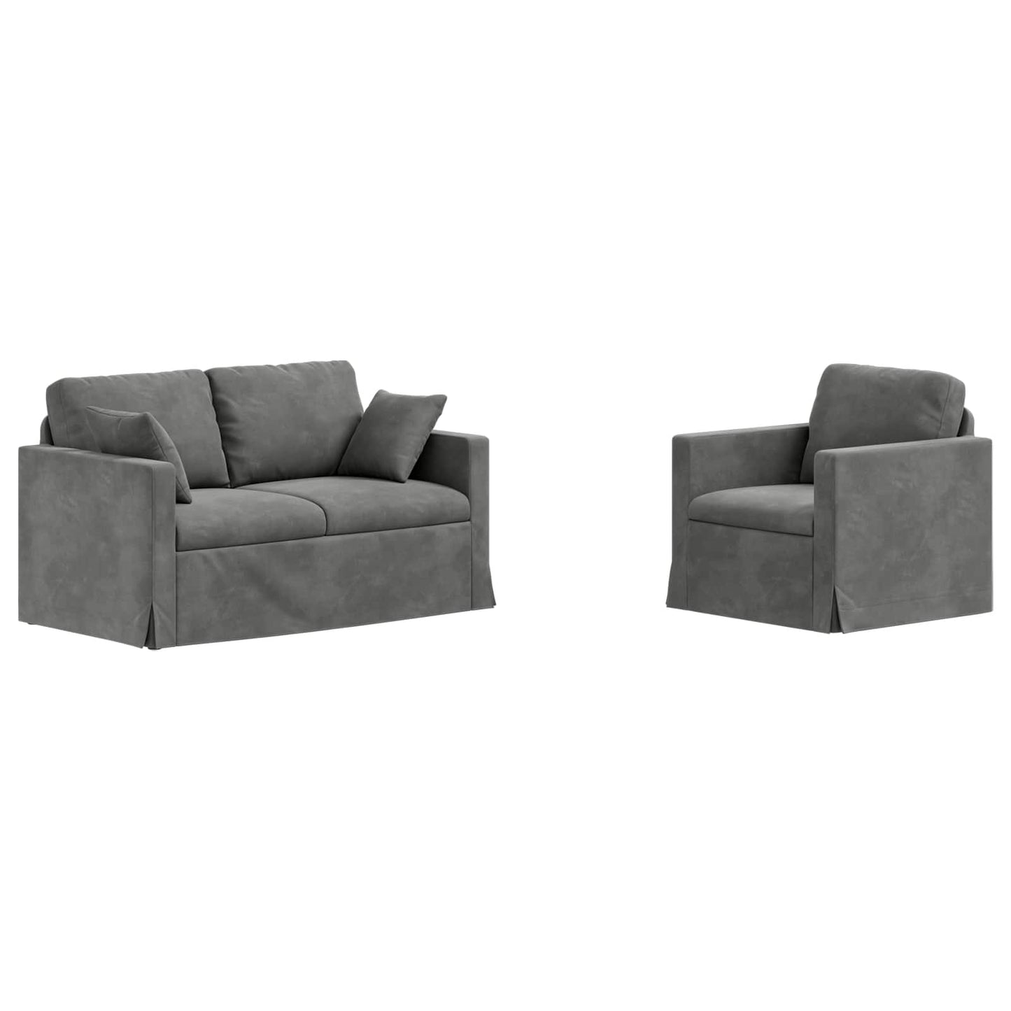 Sofa Set 2 pcs Dunkelgrau 138 x 78 x 80 cm Samt