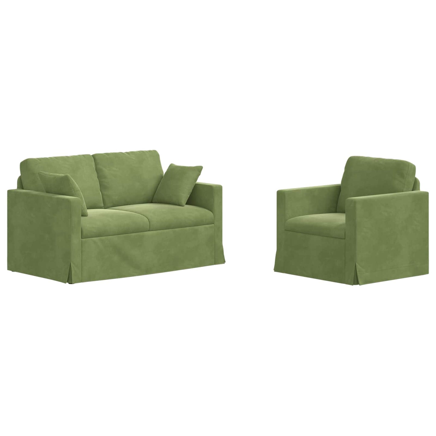 Sofa Set 2 pcs Hellgrün 138 x 78 x 80 cm Samt