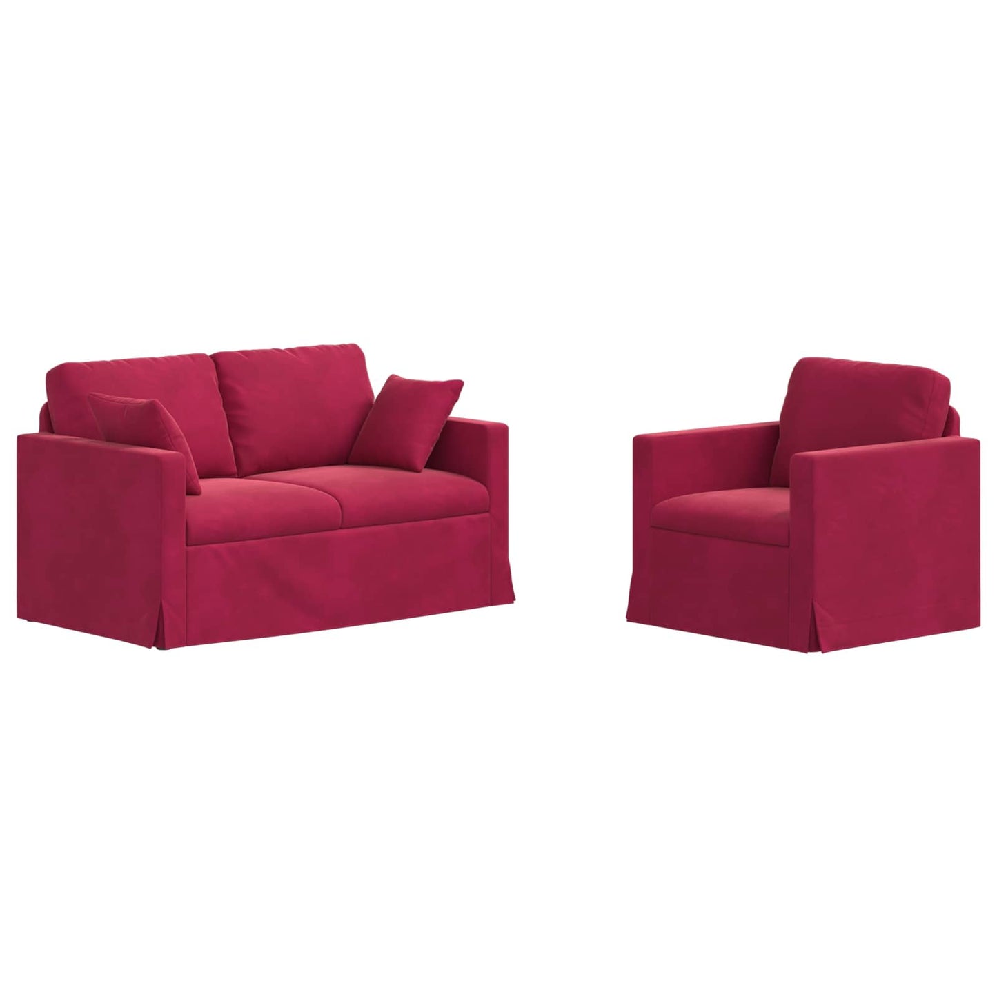 Sofa Set 2 pcs Weinrot 138 x 78 x 80 cm Samt