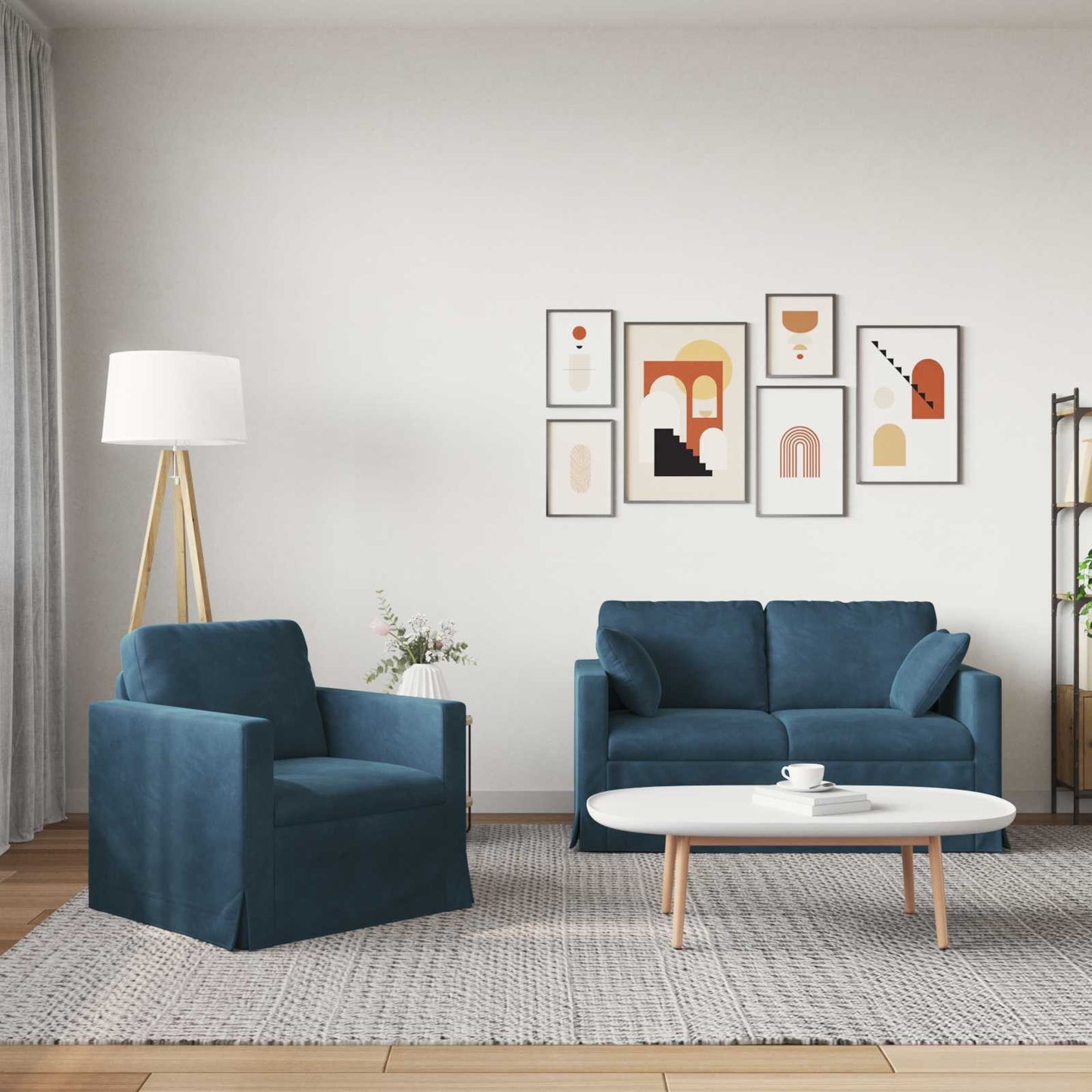 Sofa Set 2 pcs Blau 138 x 78 x 80 cm Samt