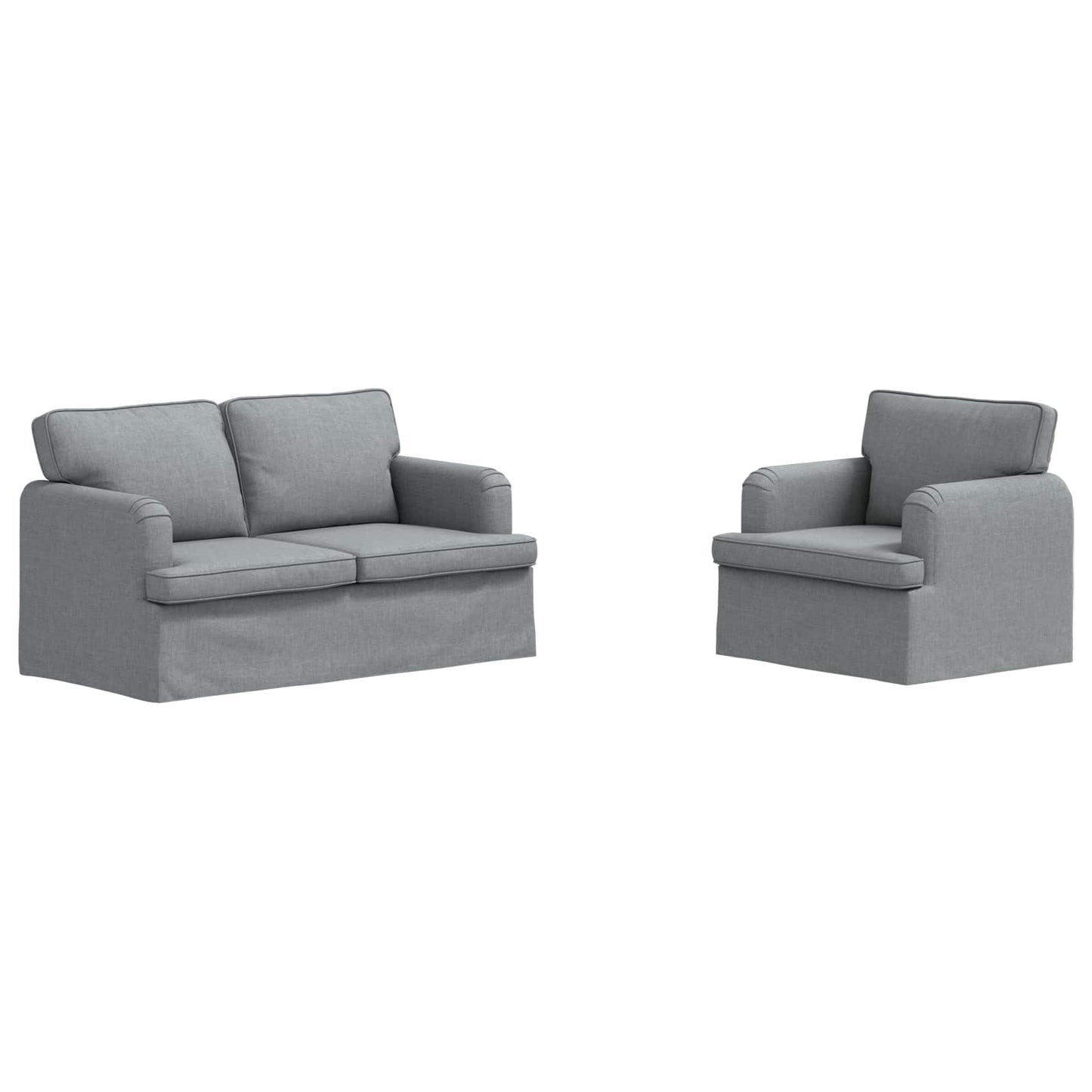 Sofa Set 2 pcs Hellgrau 144 x 80 x 85 cm Stoff