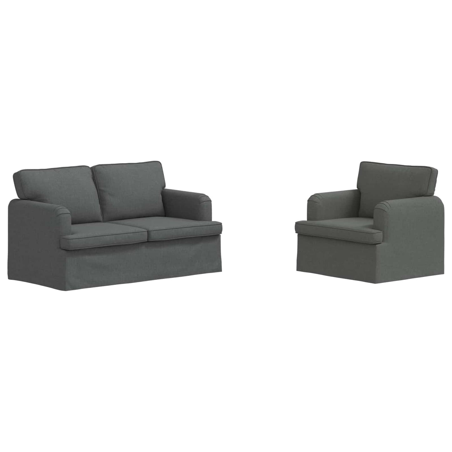 Sofa Set 2 pcs Dunkelgrau 144 x 80 x 85 cm Stoff