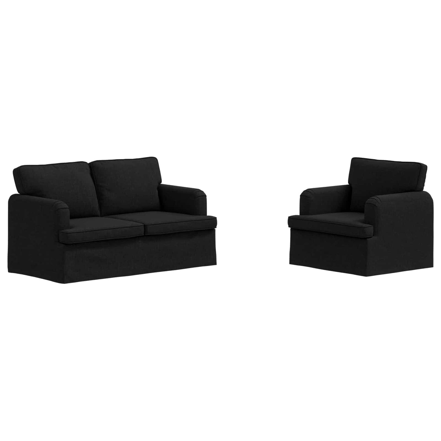 Sofa Set 2 pcs Schwarz 144 x 80 x 85 cm Stoff