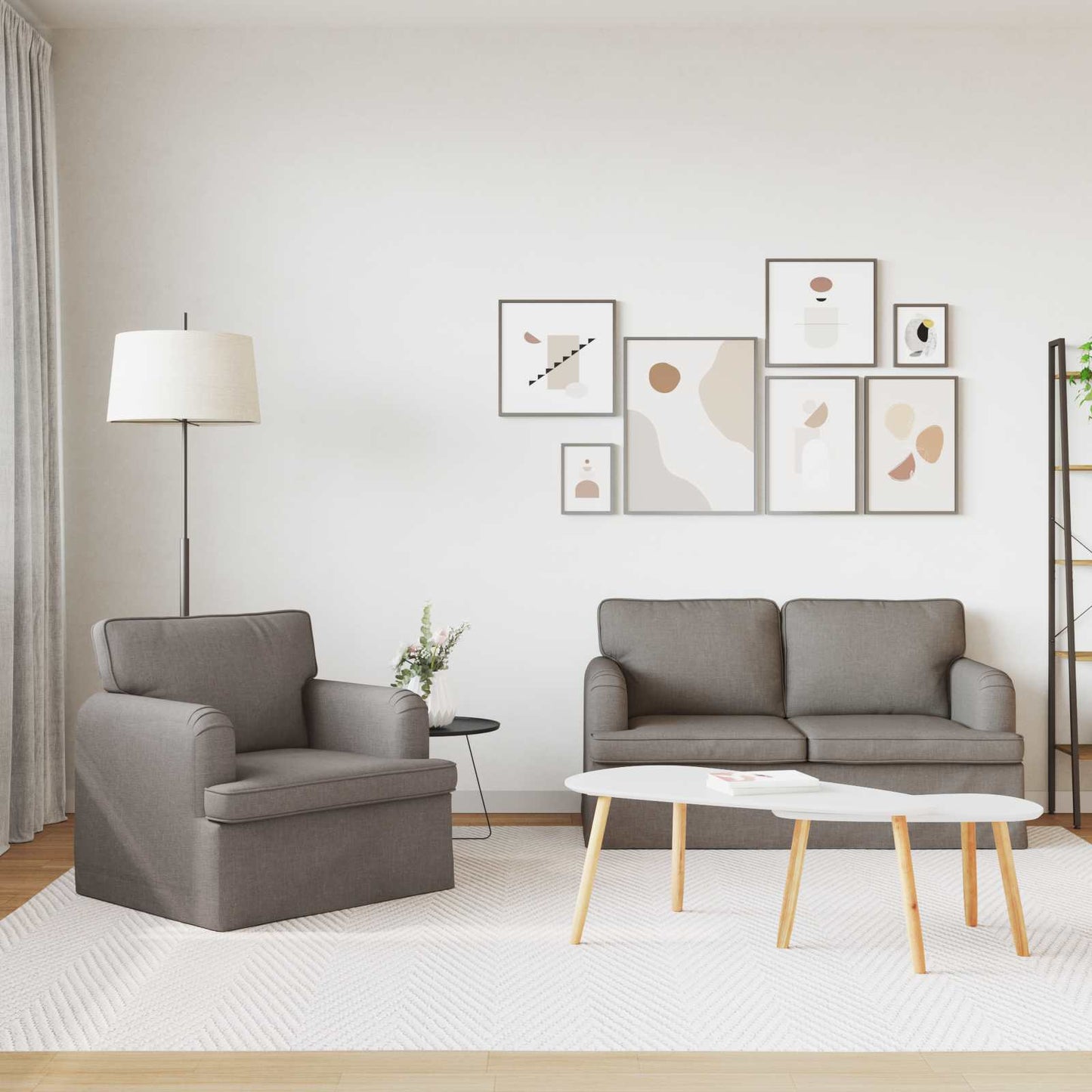 Sofa Set 2 pcs Taupe 144 x 80 x 85 cm Stoff