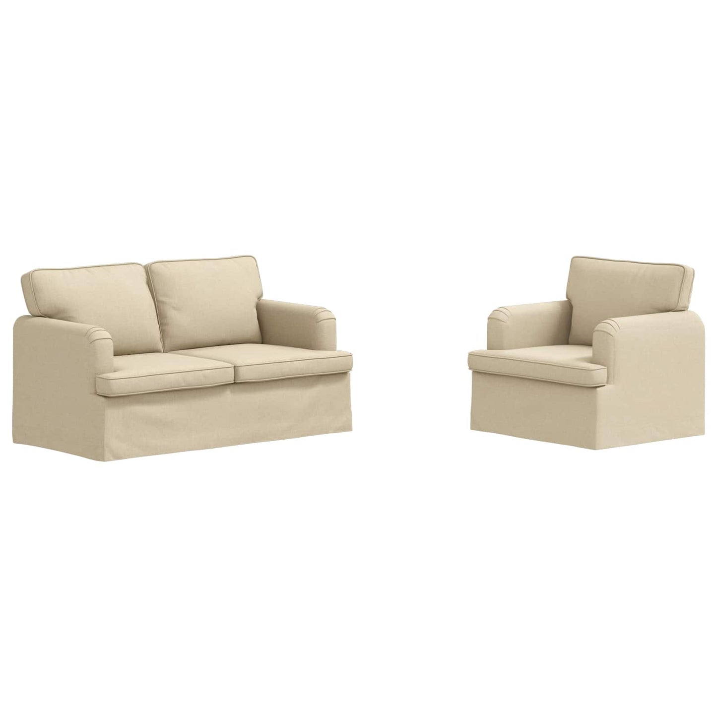 Sofa Set 2 pcs Creme 144 x 80 x 85 cm Stoff