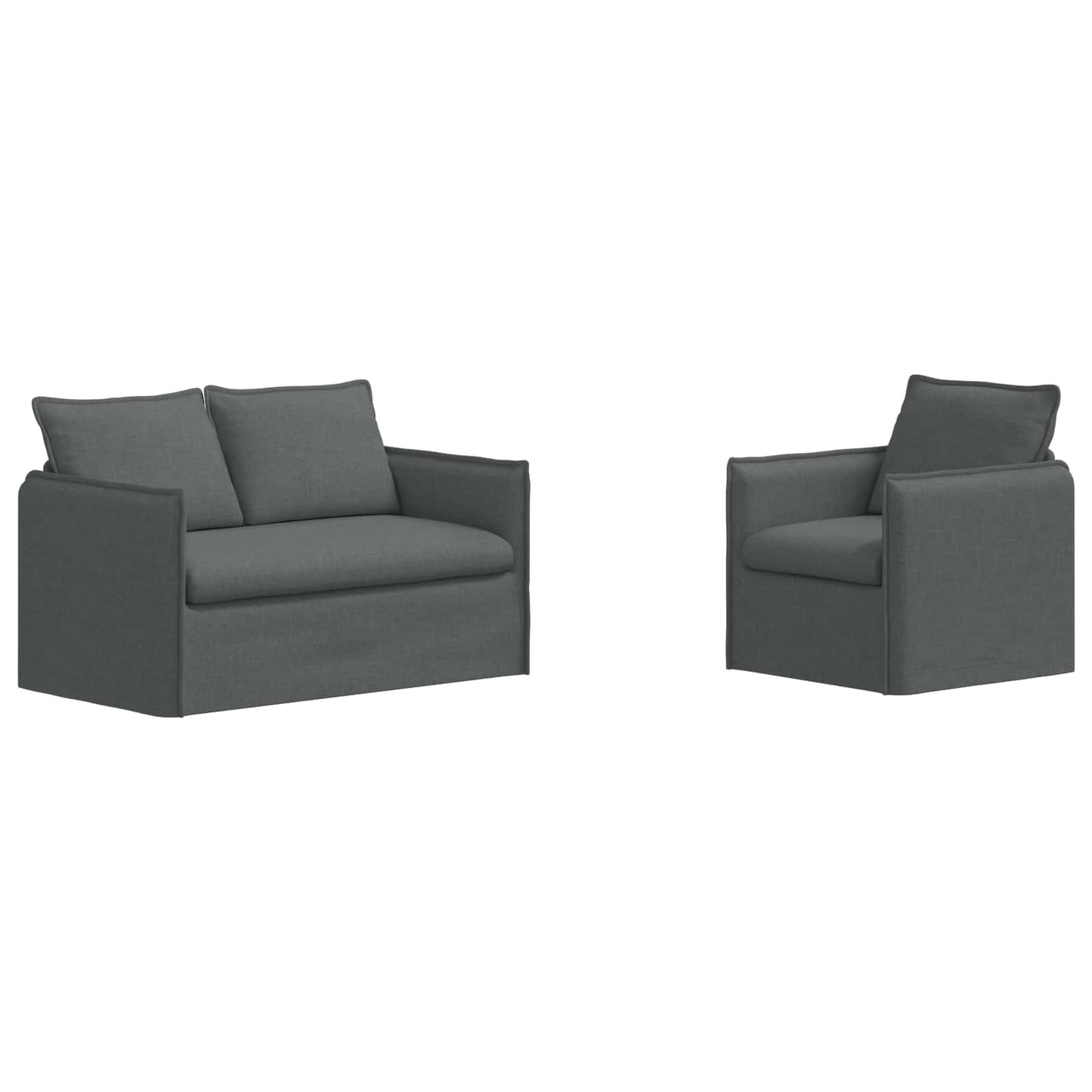 Sofa Set 2 pcs Dunkelgrau 136 x 82 x 85 cm Stoff