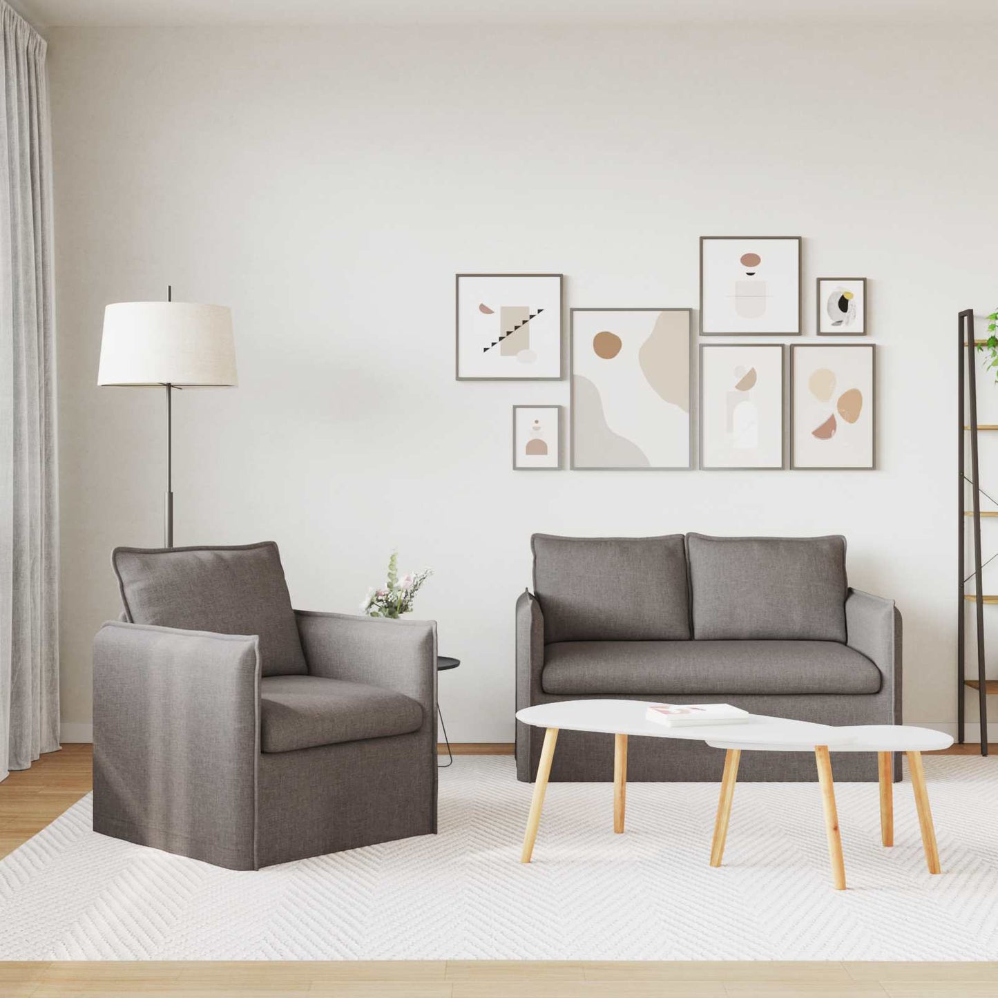 Sofa Set 2 pcs Taupe 136 x 82 x 85 cm Stoff
